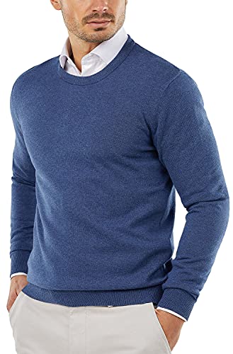 Men's Crew Neck Sweater Slim Fit Lightweight Sweatshirts Knitted Pullover for Casual Or Dressy Wear