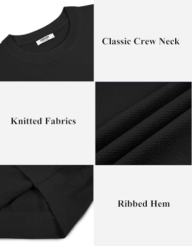 Mens Knit T-Shirts Summer Waffle Shirts Vintage Shirts Short Sleeve Crew Neck Tee Shirt Casual Crochet Top