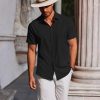 Men's Button Down Shirts Short Sleeve Casual Summer Beach Shirts Vacation Wedding Shirts