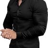 Men’s Muscle Fit Dress Shirts Athletic Slim Fit Long Sleeve Stretch Casual Button Down Shirt