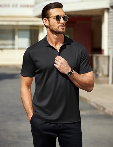 Men Polo Shirts Short Sleeve Quick Drying Athletic Collared Golf Shirts Moisture Wicking Tees