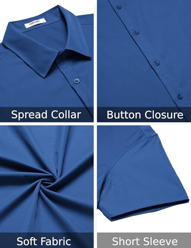 Men's Casual Dress Shirt Short Sleeve Button Down Shirts Summer Wedding Untucked Shirt