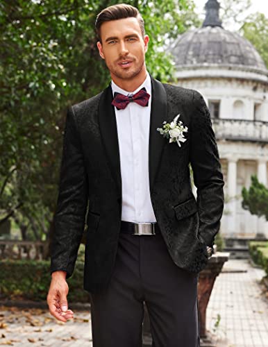 Men's Floral Tuxedo Jacket Paisley Shawl Lapel Stylish Suit Blazer Jacket for Wedding, Dinner, Party, Prom