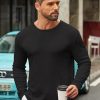 Men's Long Sleeve Tee Shirts Crew Neck T Shirt Solid Casual Basic Tees Soft Stretch T-Shirts