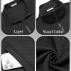 Mens Zip Up Sweatshirt Mock Neck Quilted Jacket Casual Lightweight Sweater Jackets with Pocket