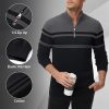 MAGNIVIT Men's Sweater Quarter Zip Striped Pullover Fall Winter Spring Color Block Polo Sweatshirts