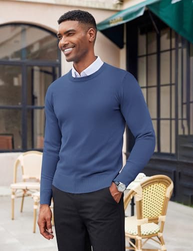 Men's Crew Neck Sweater Slim Fit Lightweight Sweatshirts Knitted Pullover for Casual Or Dressy Wear