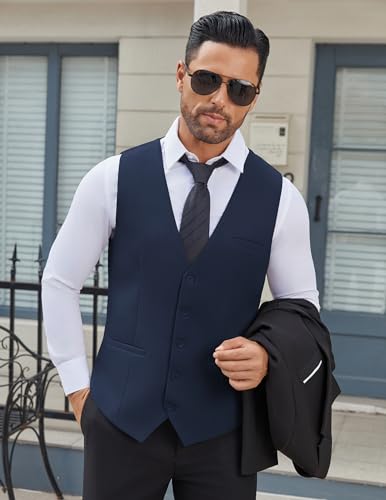 Men's Business Suit Vests Slim Fit Formal Dress Waistcoat Groomsman Vest For Wedding
