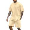 Mens 2 Piece Outfits Casual Tracksuit Shorts Summer Sweatsuit Oversize Short Sleeve Sport Set