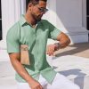 Mens Button Down Short Sleeve Shirt Casual Dress Shirt Untucked Summer Shirts with Pocket
