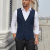 Men's Business Suit Vests Slim Fit Formal Dress Waistcoat Groomsman Vest For Wedding