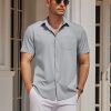 Mens Casual Button Down Shirts Short Sleeve Business Shirts Lightweight Wrinkle Free Dress Shirts