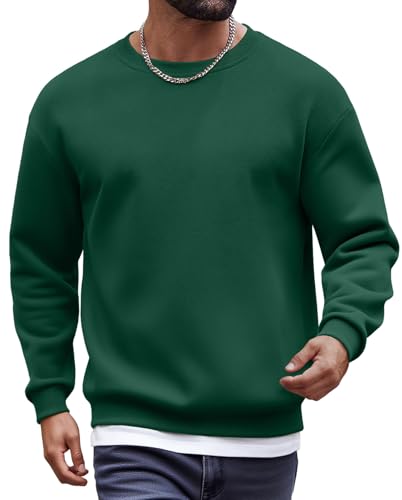 Men's Fleece Crewneck Sweatshirt Cotton Long Sleeve Pullover Casual Thermal Shirts