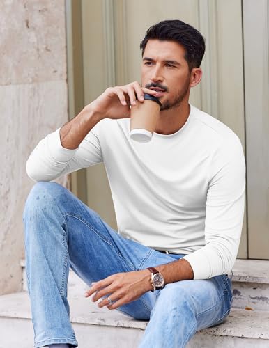 COOFANDY Mens Long Sleeve Tee Shirts Stretch Crew Neck Thermal Shirts Casual T Shirts for Men