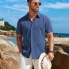Mens Cuban Guayabera Short Sleeve Shirt Casual Summer Beach Tops Button Down Untucked Shirts