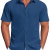 Men's Casual Dress Shirt Short Sleeve Button Down Shirts Summer Wedding Untucked Shirt