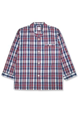 Mens Cotton Two Piece Pajama Shirt and Pants Lounge Set,