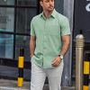 Mens Button Down Short Sleeve Shirt Casual Dress Shirt Untucked Summer Shirts with Pocket
