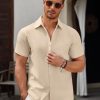 Men's Short Sleeve Button Down Casual Shirts for Men Summer Untucked Shirts