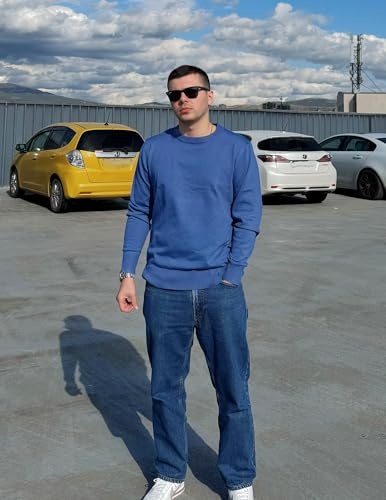 Men's Crew Neck Sweater Slim Fit Lightweight Sweatshirts Knitted Pullover for Casual Or Dressy Wear