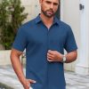 Men's Casual Dress Shirt Short Sleeve Button Down Shirts Summer Wedding Untucked Shirt