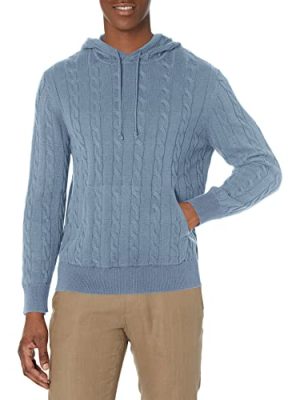 Men's Cotton Cable Knit Hoodie Sweater