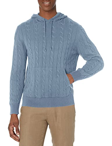 41PmFLB5KEL.jpg Men's Cotton Cable Knit Hoodie Sweater