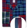 Mens Flannel Cotton Two Piece Pajama Shirt and Elast Pants Lounge Set, (Medium, 201450 Mixed Red Plaids)