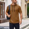 Men's Short Sleeve Hoodie Workout Gym Sweatshirt Muscle Fit Fashion Athletic Hoodies Pullover Cotton Hooded T-Shirts