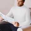 Men's Mock Turtleneck Shirts Long Sleeve Underwear Tops Fleece Ribbed Knit Pullover Sweater Basic Thermal Sweatshirts