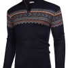 Men's Quarter Zip Pullover Sweater Casual Zip Up Polo Sweater Knit
