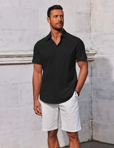 Men's Button Down Shirts Short Sleeve Casual Summer Beach Shirts Vacation Wedding Shirts