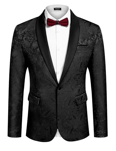 Men's Floral Tuxedo Jacket Paisley Shawl Lapel Stylish Suit Blazer Jacket for Wedding, Dinner, Party, Prom