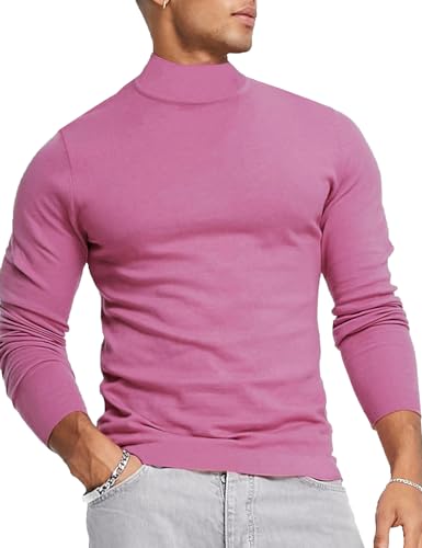 Mens Mock Neck T Shirts Pullover High Neck Turtleneck Premium Long Sleeve Sweaters for Men