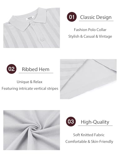 Men's Knit Polo Shirt Vintage Button Down Shirt Short Sleeve Hawaiian Shirt 2025 Summer Fashion Beach Shirts