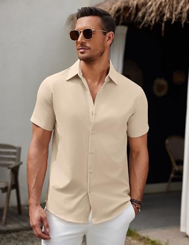 Men's Short Sleeve Button Down Casual Shirts for Men Summer Untucked Shirts