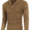 Men's Shawl Collar Sweaters V-Neck Relaxed Fit Cable Pullovers