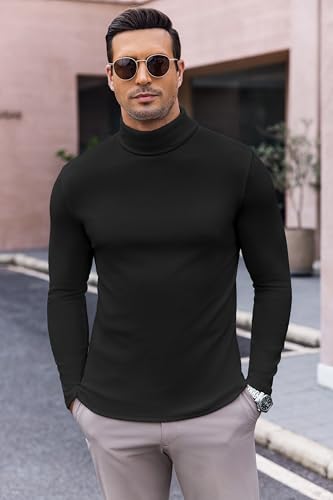 Men's Turtleneck Long Sleeve Turtle Neck Shirts Basic Lightweight Undershirt Thermal Pullover Sweater S-XXL