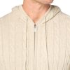 Men's Cotton Cable Knit Full Zip Hoodie Sweater