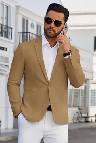 Men's Casual Blazer Lightweight Sport Coat One Button Suit Jacket
