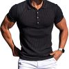 Collared Muscle Polo Shirts Men Slim Fit Textured Knit Polo Shirts Short Sleeve Button Down Shirts Casual Stylish