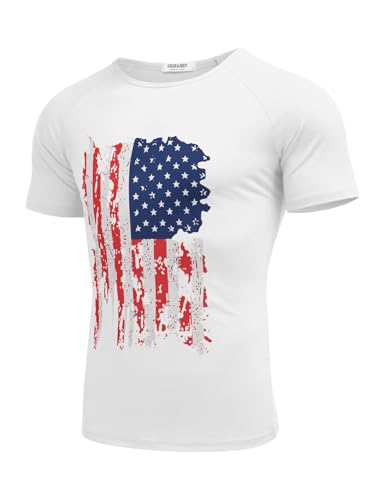 41YafAjX8nL.jpg Men's Short Sleeve Loose fit Basic T-Shirt Active Performance Sports Tee Flag
