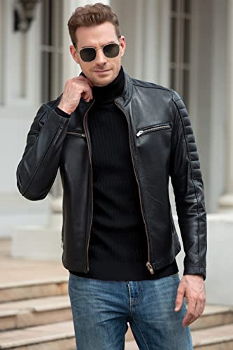 Men's Casual Slim Fit Turtleneck Pullover Sweaters Tops with Twist Patterned