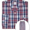 Mens Cotton Two Piece Pajama Shirt and Pants Lounge Set,