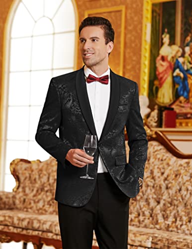 Men's Floral Tuxedo Jacket Paisley Shawl Lapel Stylish Suit Blazer Jacket for Wedding, Dinner, Party, Prom