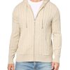 Men's Cotton Cable Knit Full Zip Hoodie Sweater