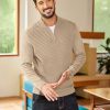 Mens Quarter Zip Sweater Casual Slim Fit Pullovers Sweaters Knit Twill Texture Pullover
