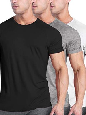 Men's 3 Pack Workout T Shirts Short Sleeve Gym Bodybuilding Muscle Shirt Base Layer Fitness Tee Tops