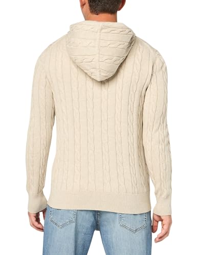 Men's Cotton Cable Knit Full Zip Hoodie Sweater