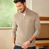 Mens Quarter Zip Sweater Casual Slim Fit Pullovers Sweaters Knit Twill Texture Pullover